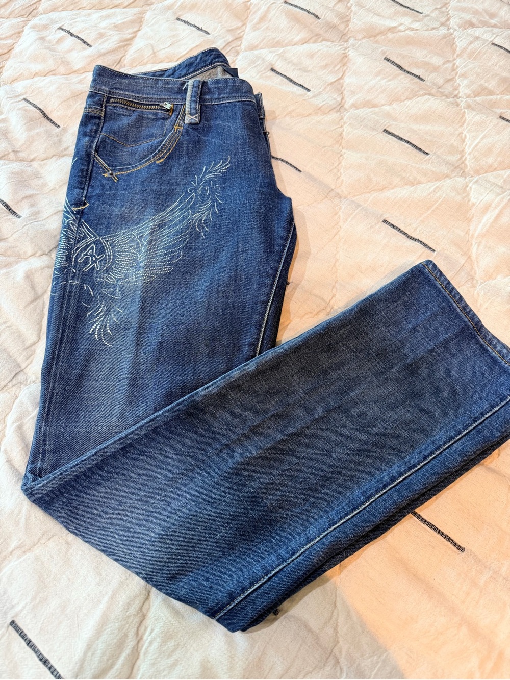 Embroidered Dark Blue Women's Bootcut Jeans